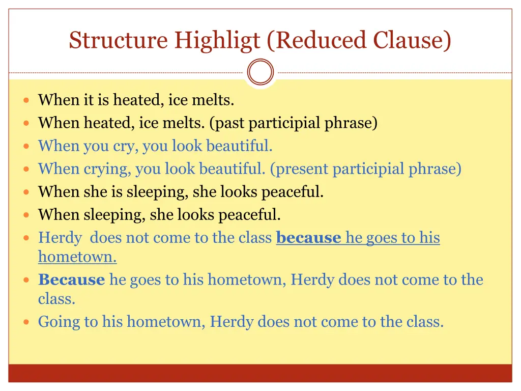 structure highligt reduced clause