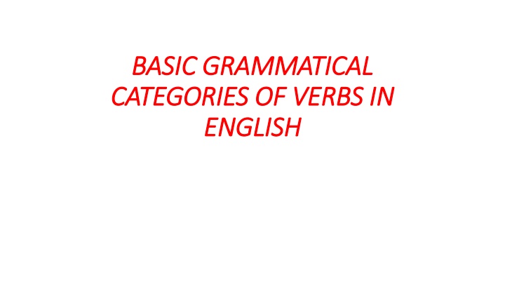 basic grammatical basic grammatical categories