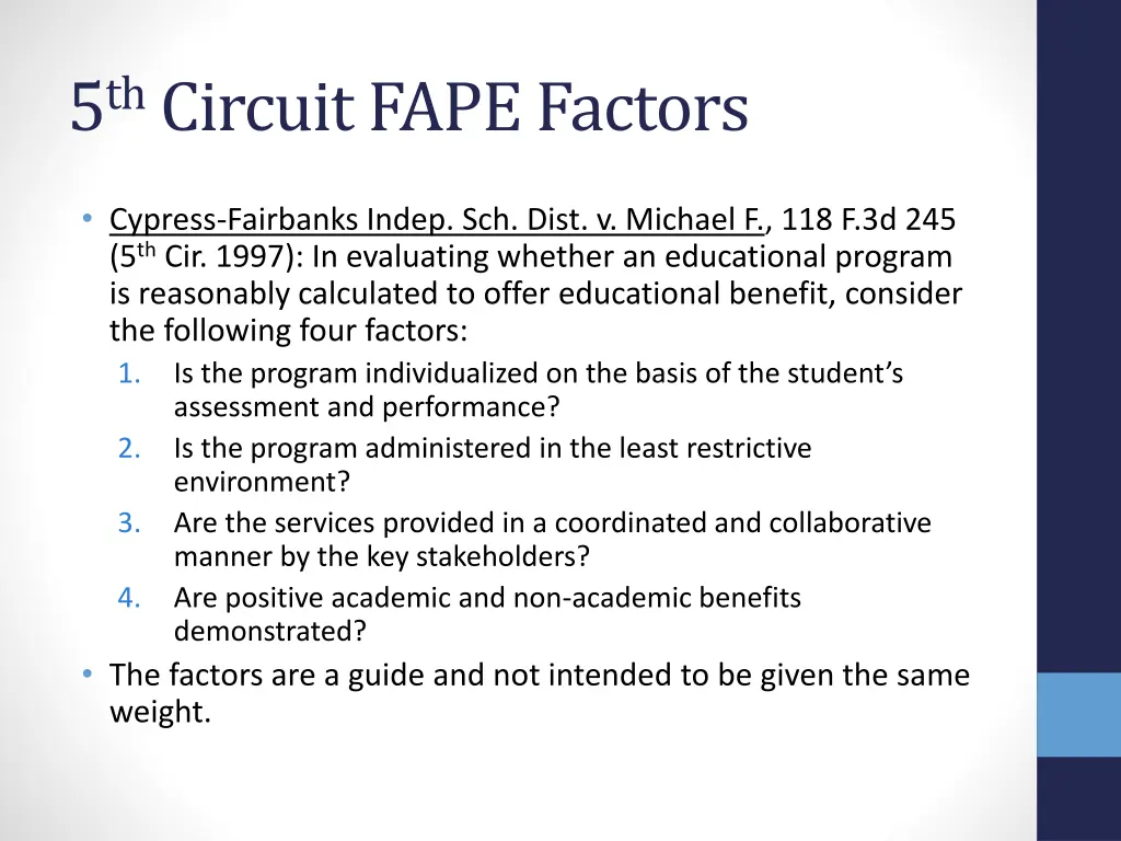 5 th circuit fape factors