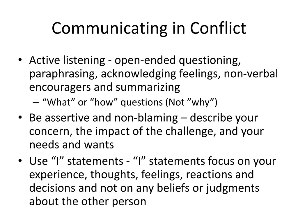 communicating in conflict