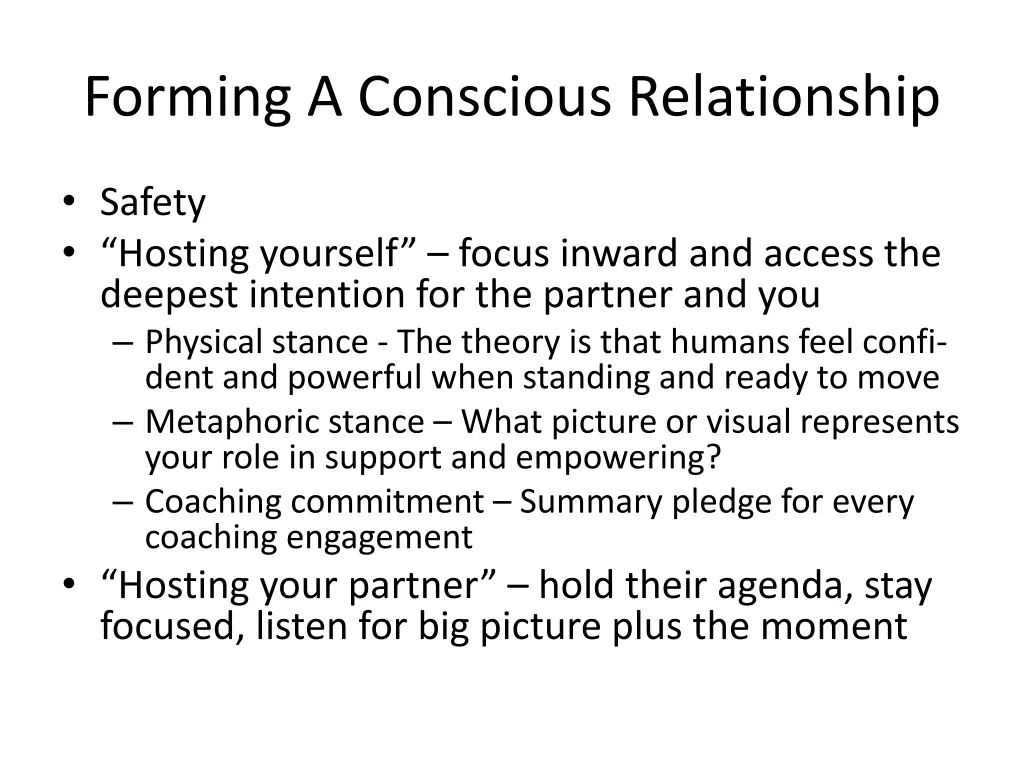 forming a conscious relationship