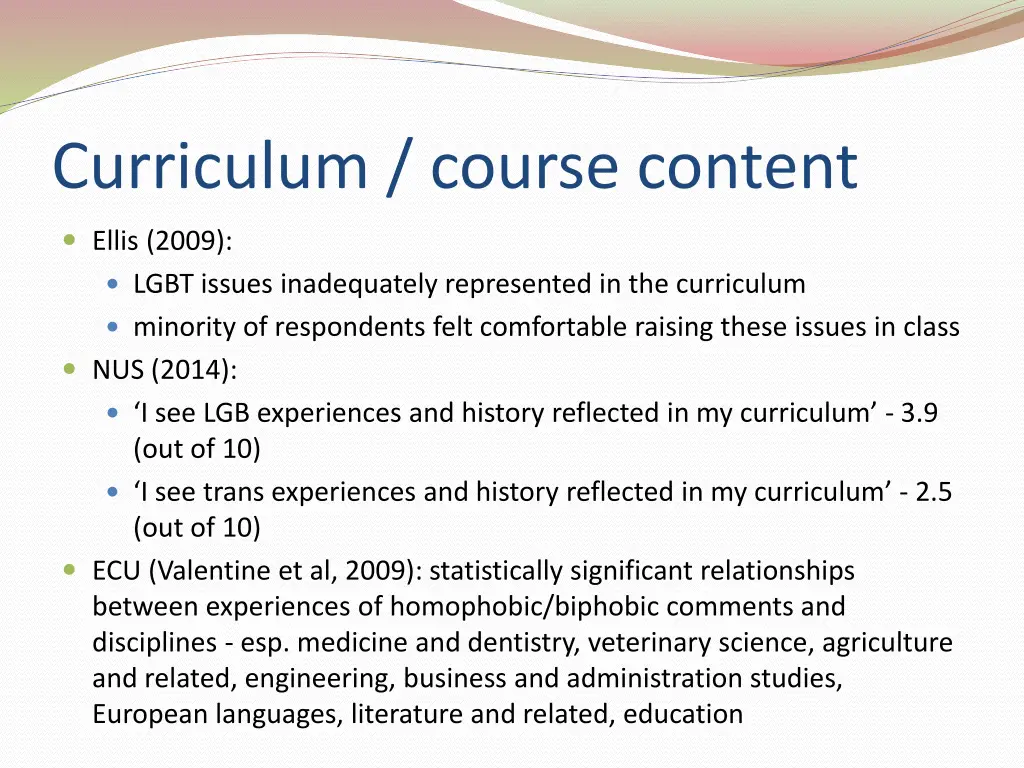 curriculum course content