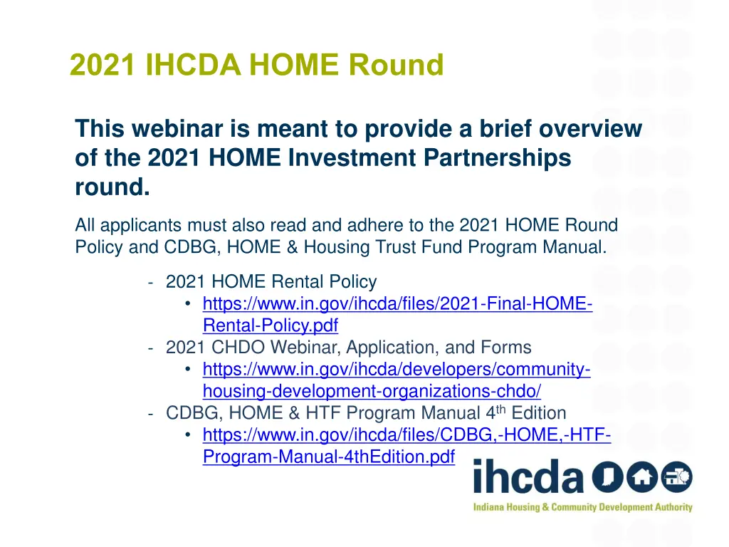 2021 ihcda home round