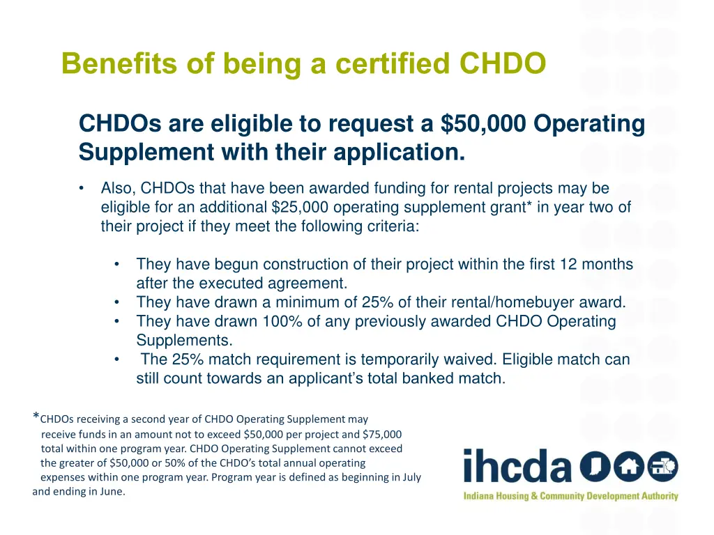 benefits of being a certified chdo 1