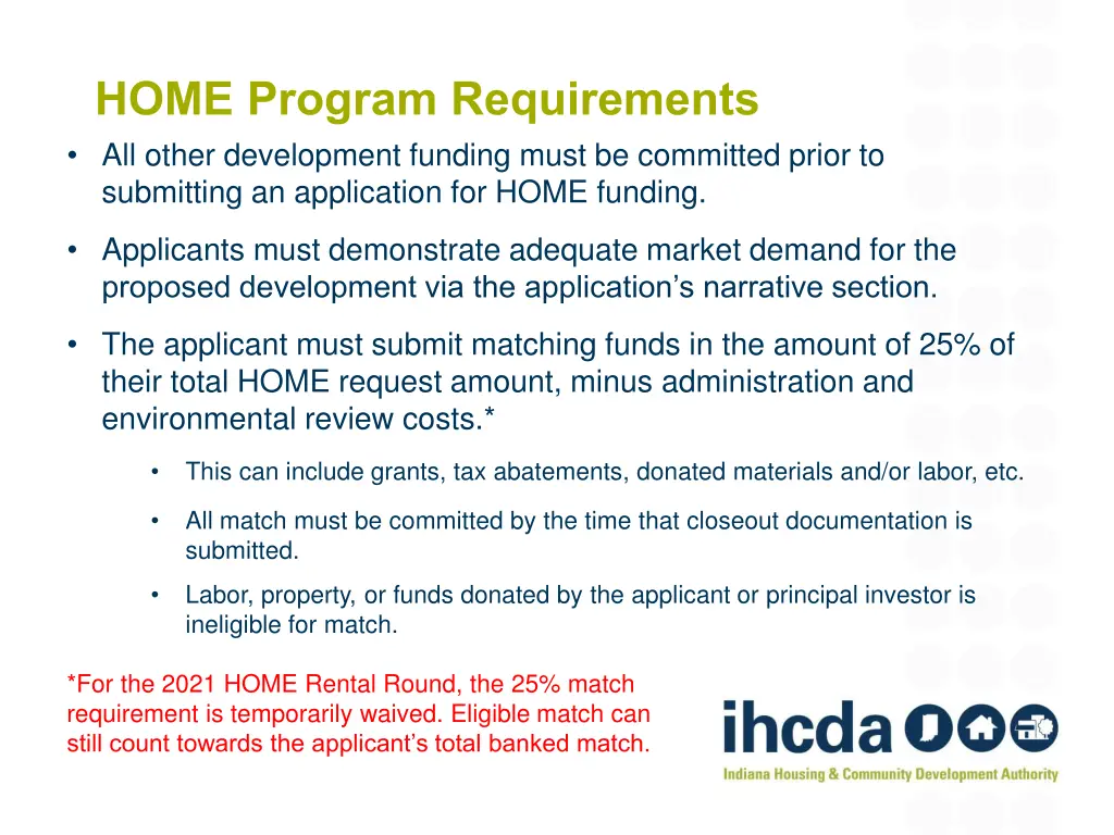 home program requirements all other development