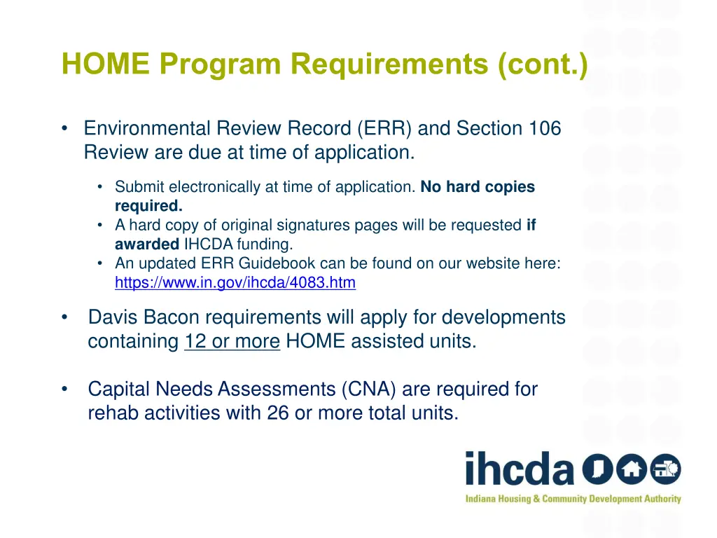 home program requirements cont