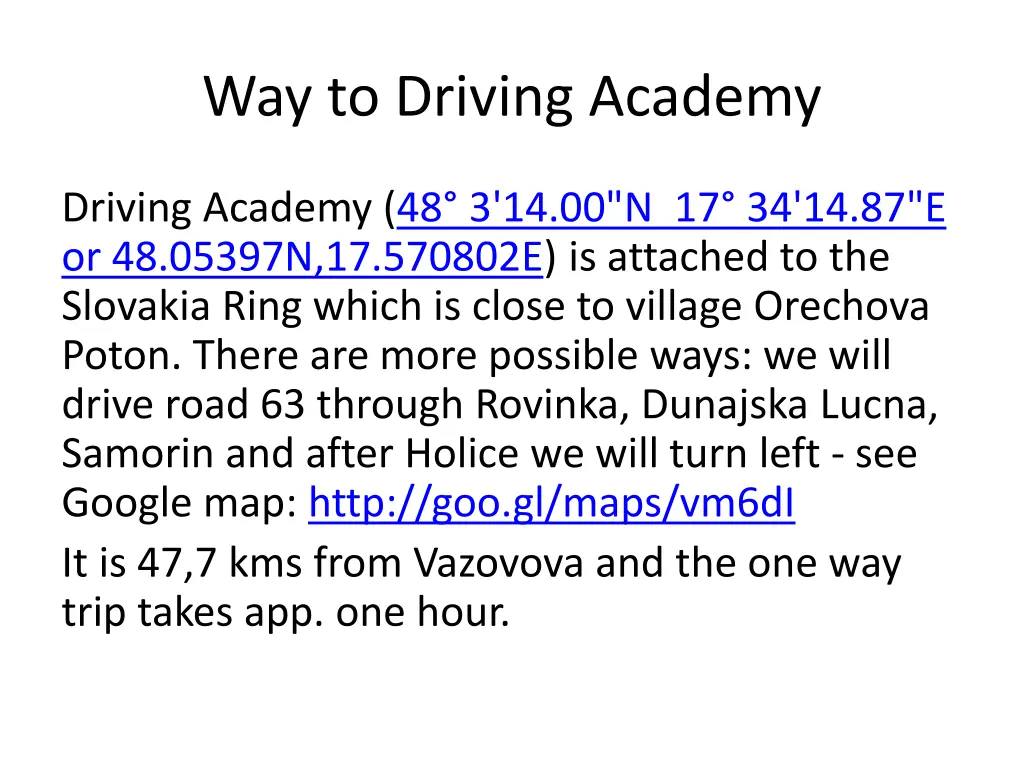 way to driving academy