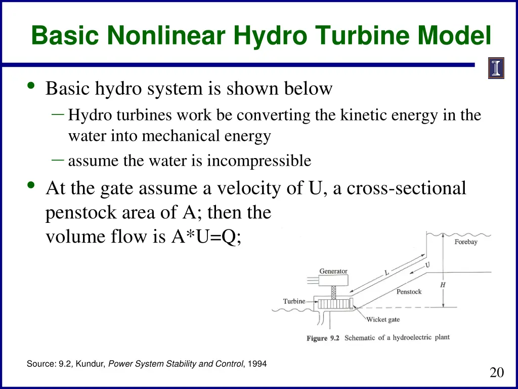 basic nonlinear hydro turbine model