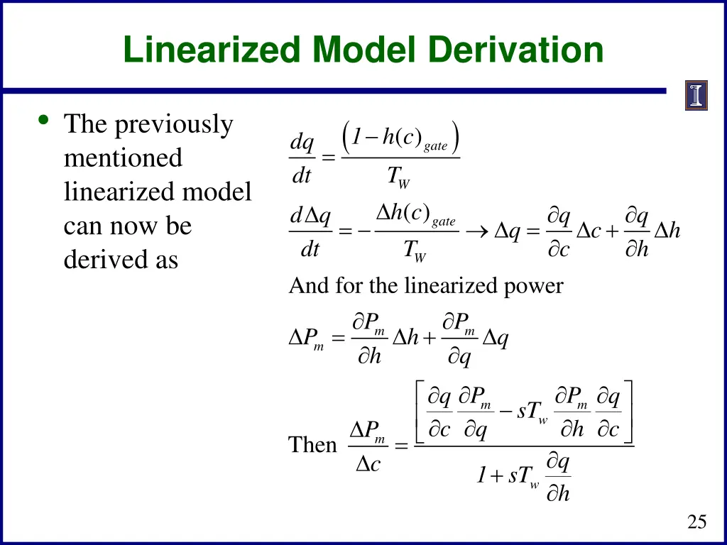 linearized model derivation