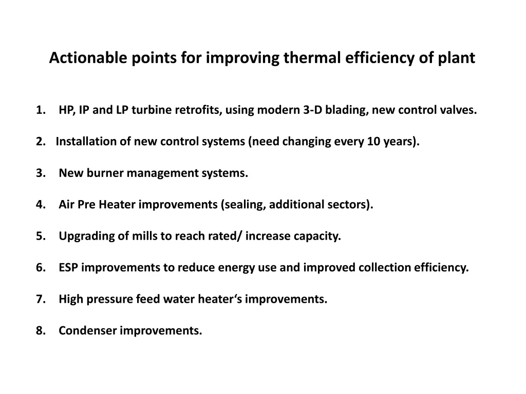 actionable points for improving thermal