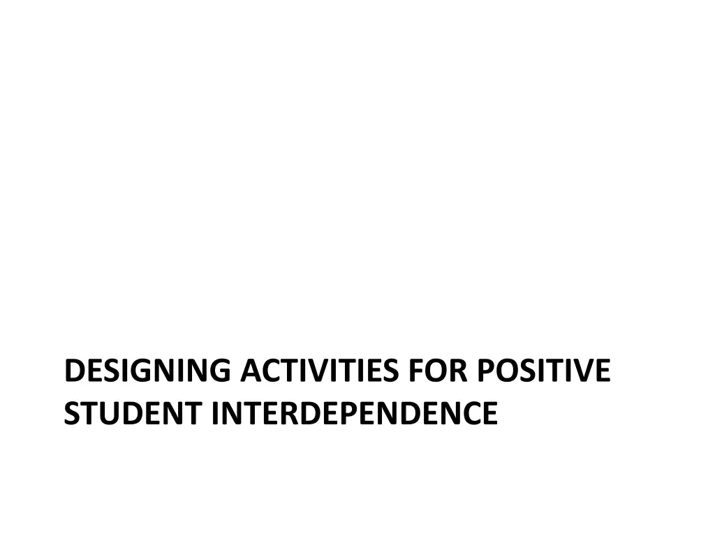 designing activities for positive student