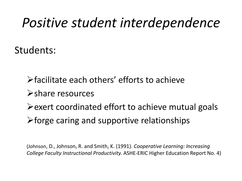 positive student interdependence