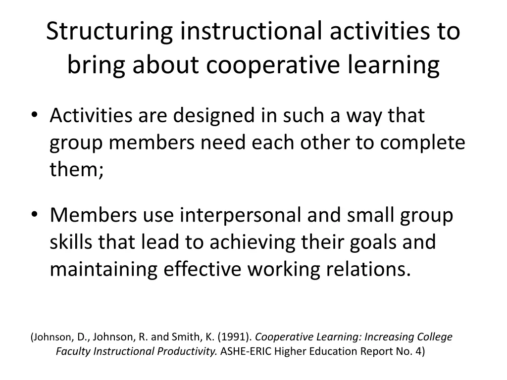 structuring instructional activities to bring