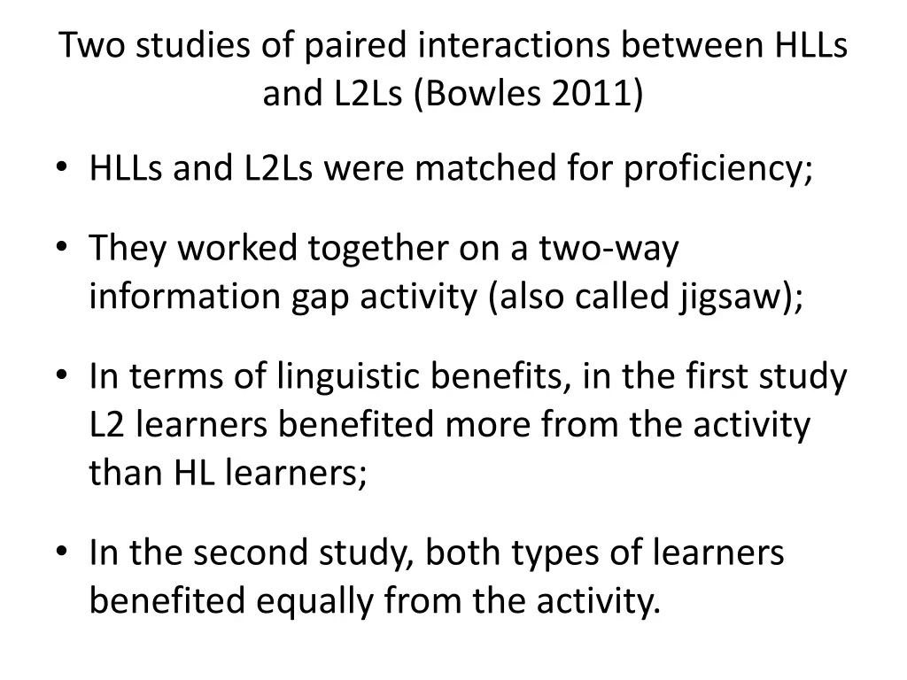 two studies of paired interactions between hlls