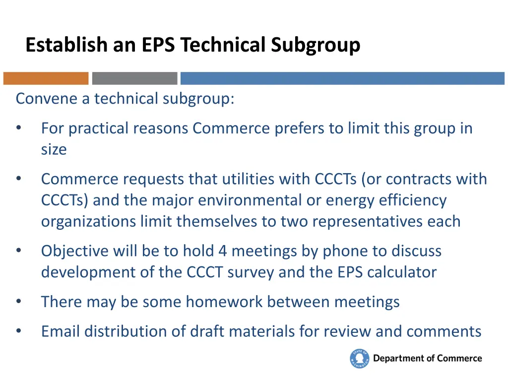 establish an eps technical subgroup