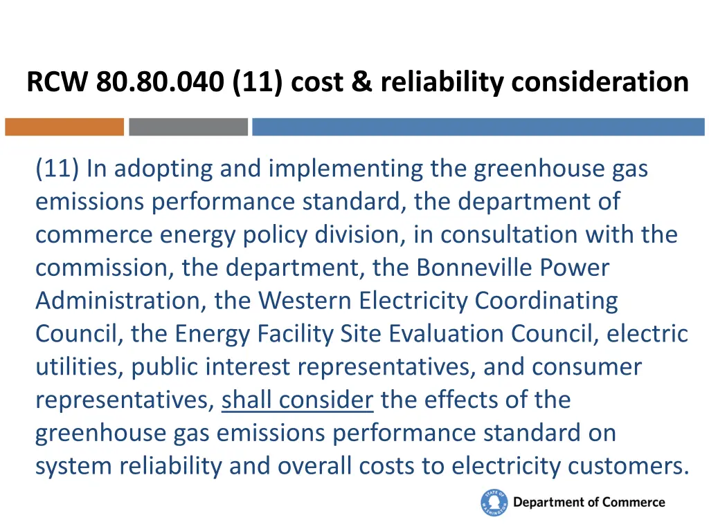 rcw 80 80 040 11 cost reliability consideration