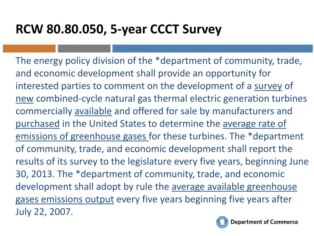 rcw 80 80 050 5 year ccct survey