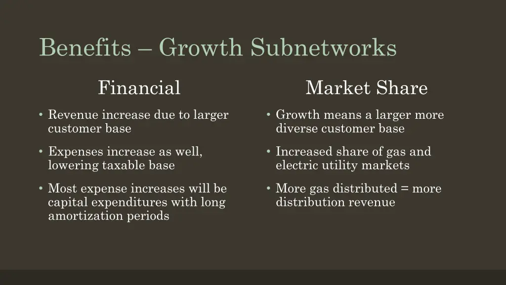 benefits growth subnetworks