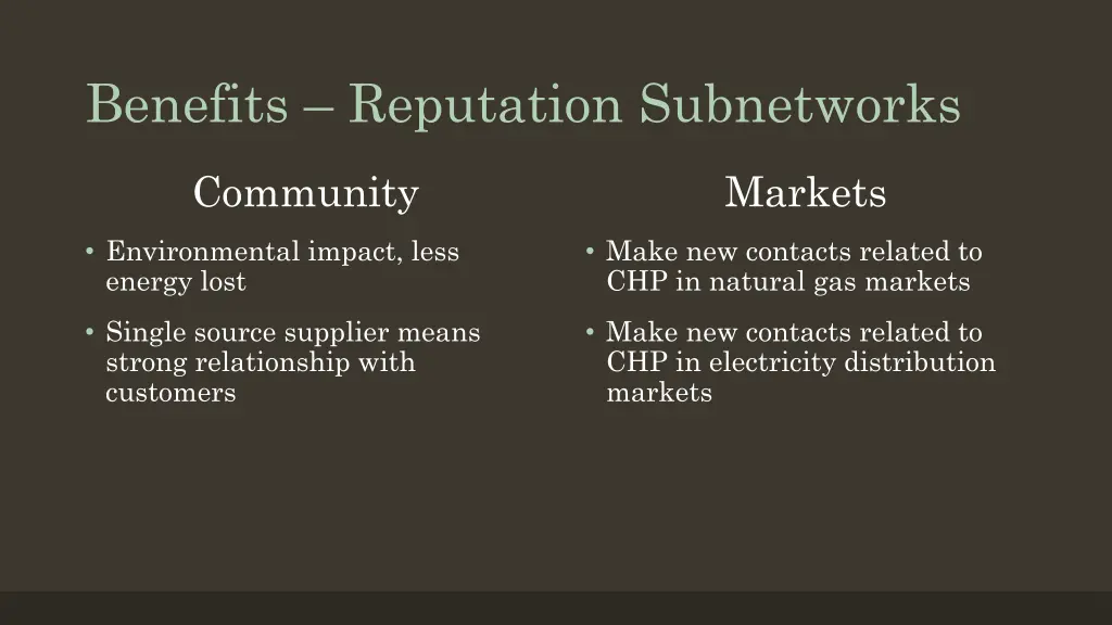 benefits reputation subnetworks