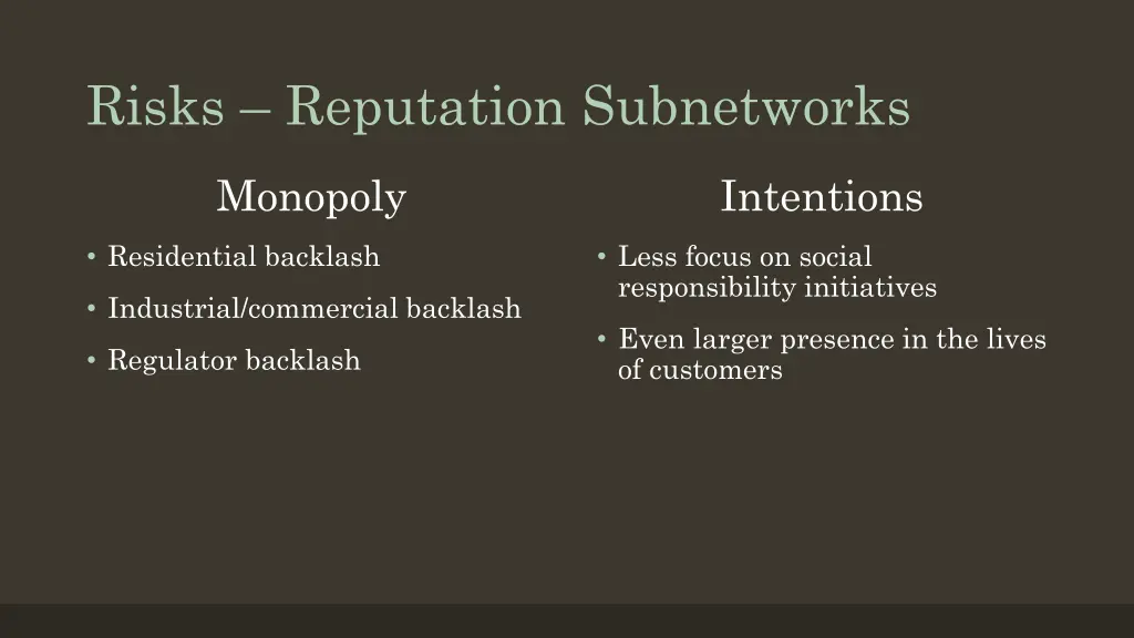 risks reputation subnetworks