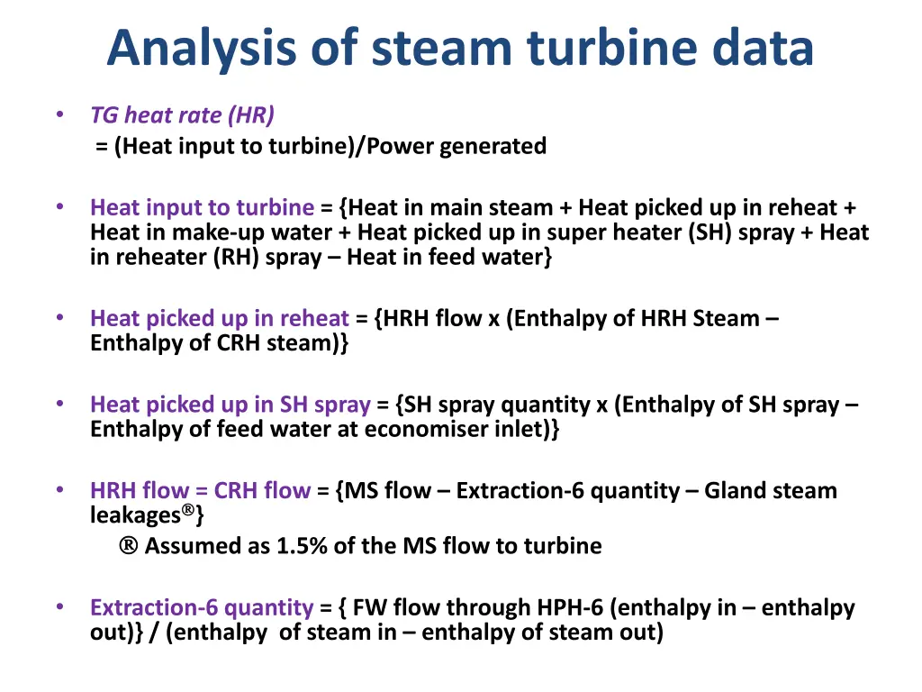 analysis of steam turbine data