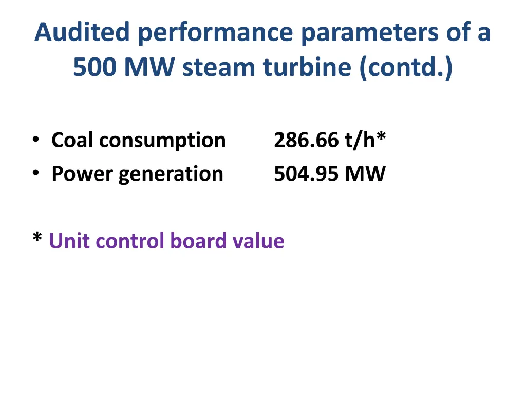 audited performance parameters of a 500 mw steam 2