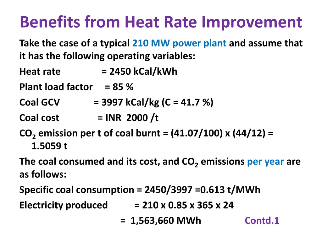 benefits from heat rate improvement