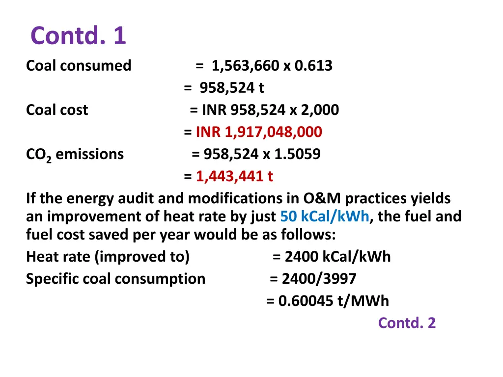 contd 1 coal consumed