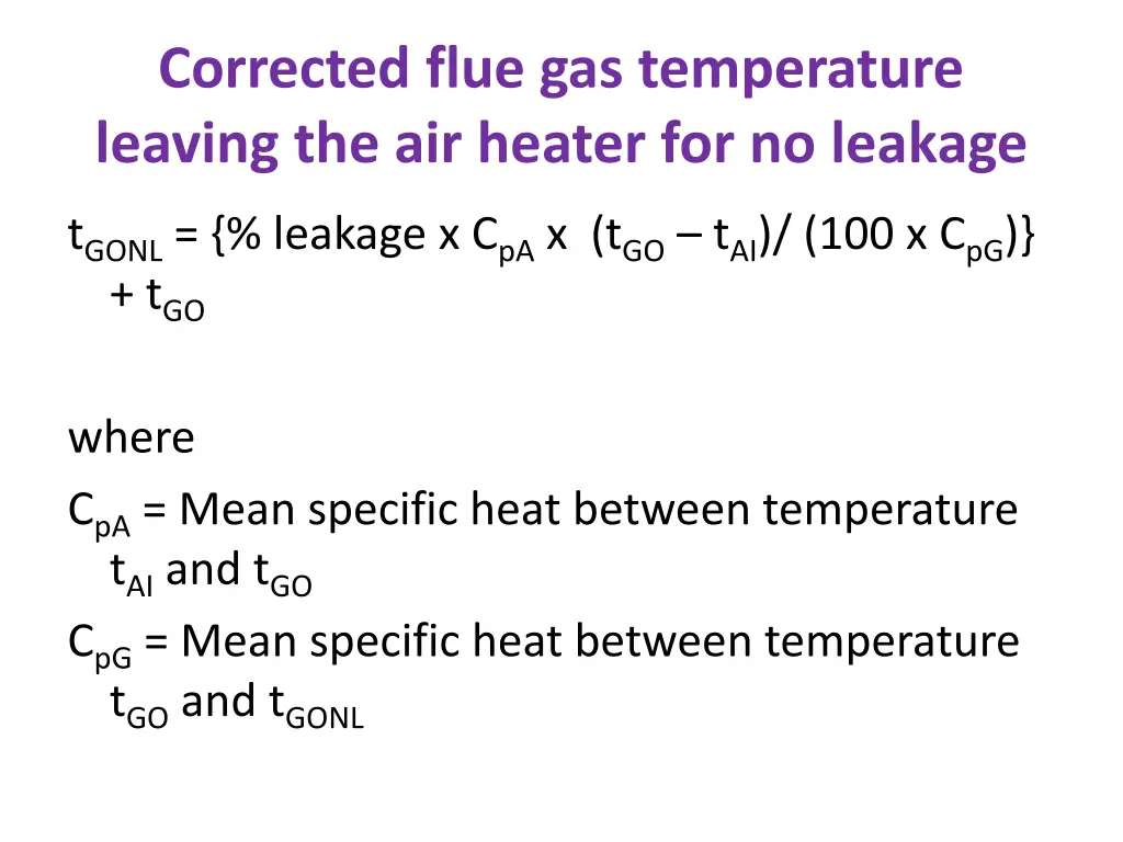 corrected flue gas temperature leaving