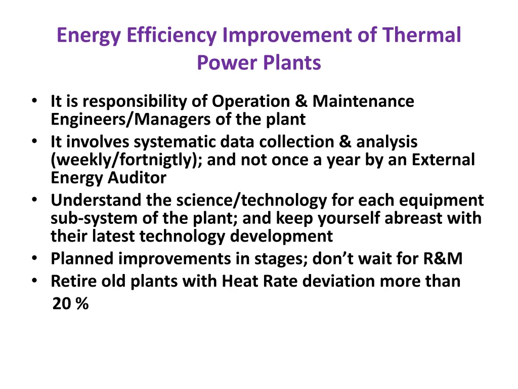 energy efficiency improvement of thermal power