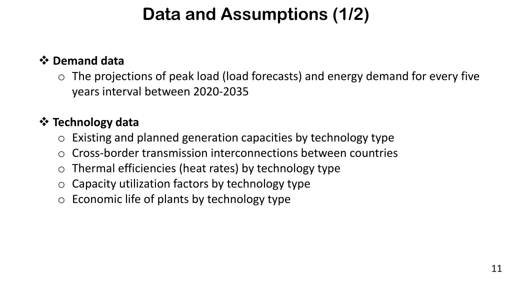 data and assumptions 1 2