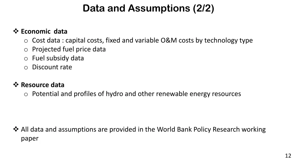 data and assumptions 2 2