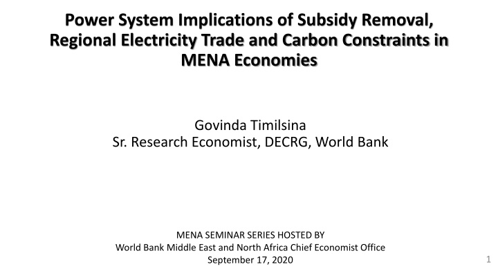 power system implications of subsidy removal