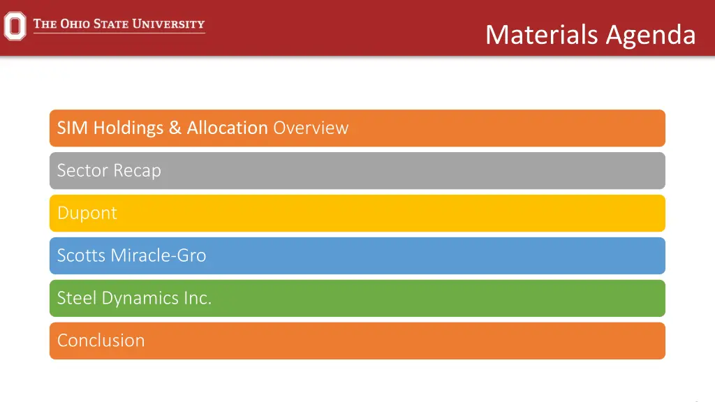 materials agenda