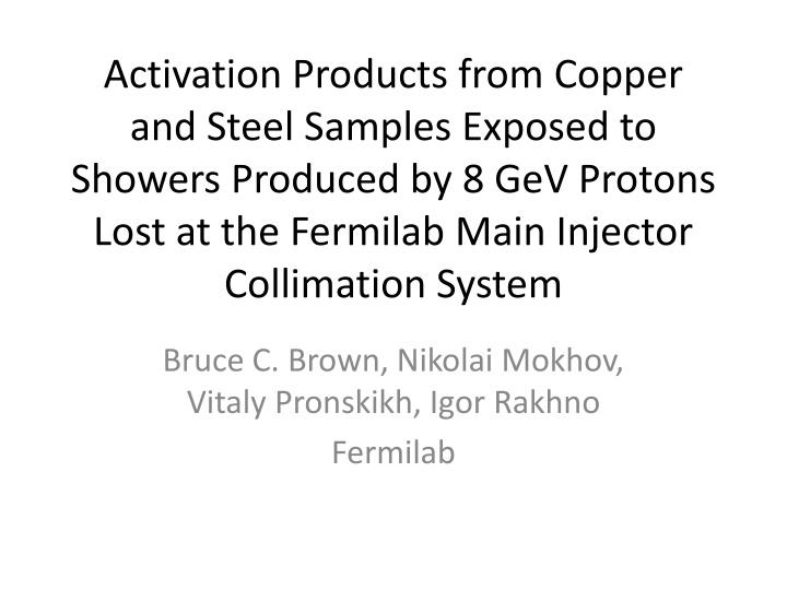 activation products from copper and steel samples