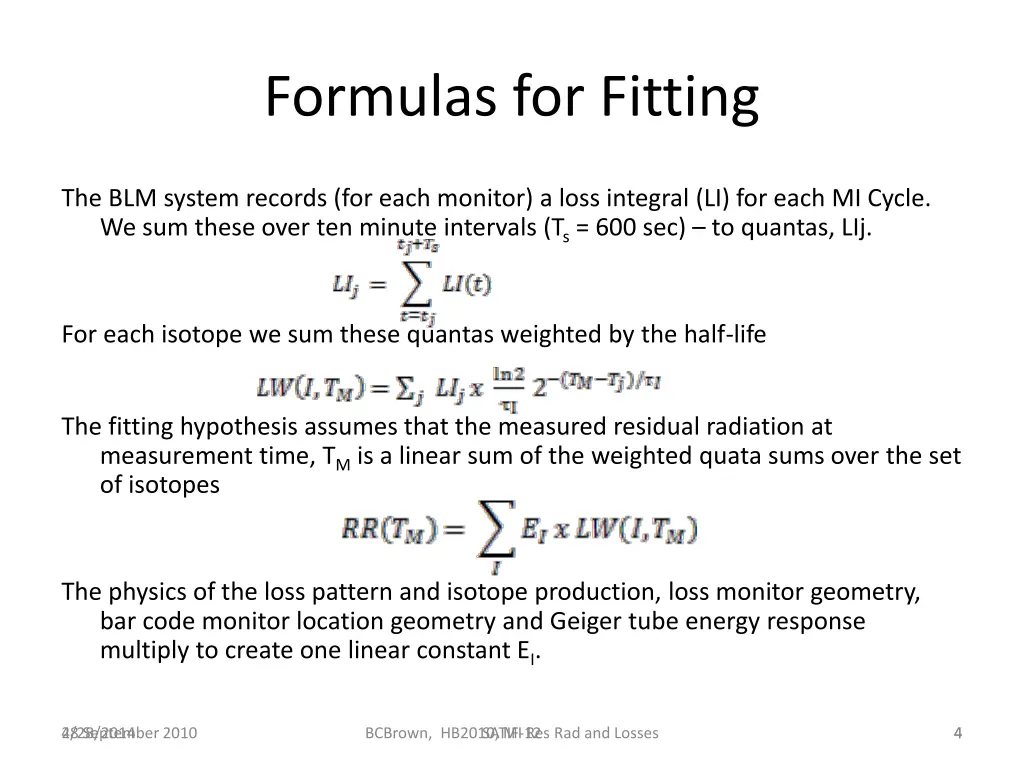 formulas for fitting