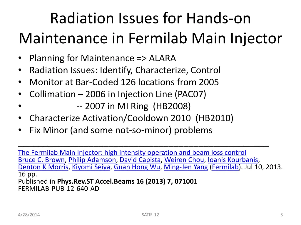 radiation issues for hands on maintenance