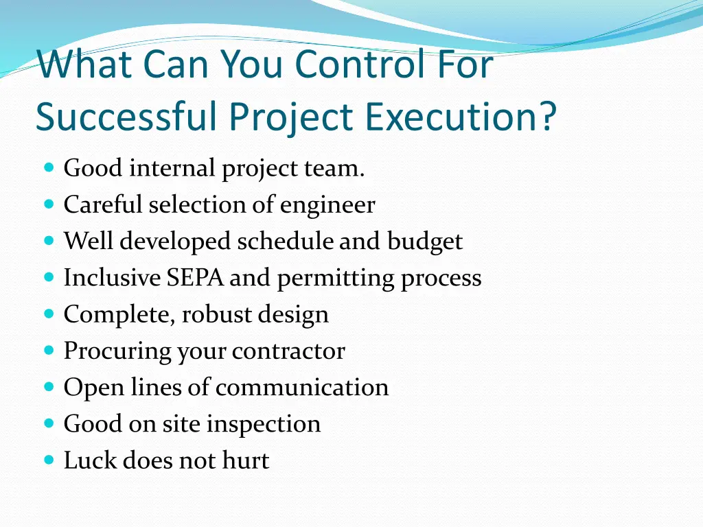 what can you control for successful project