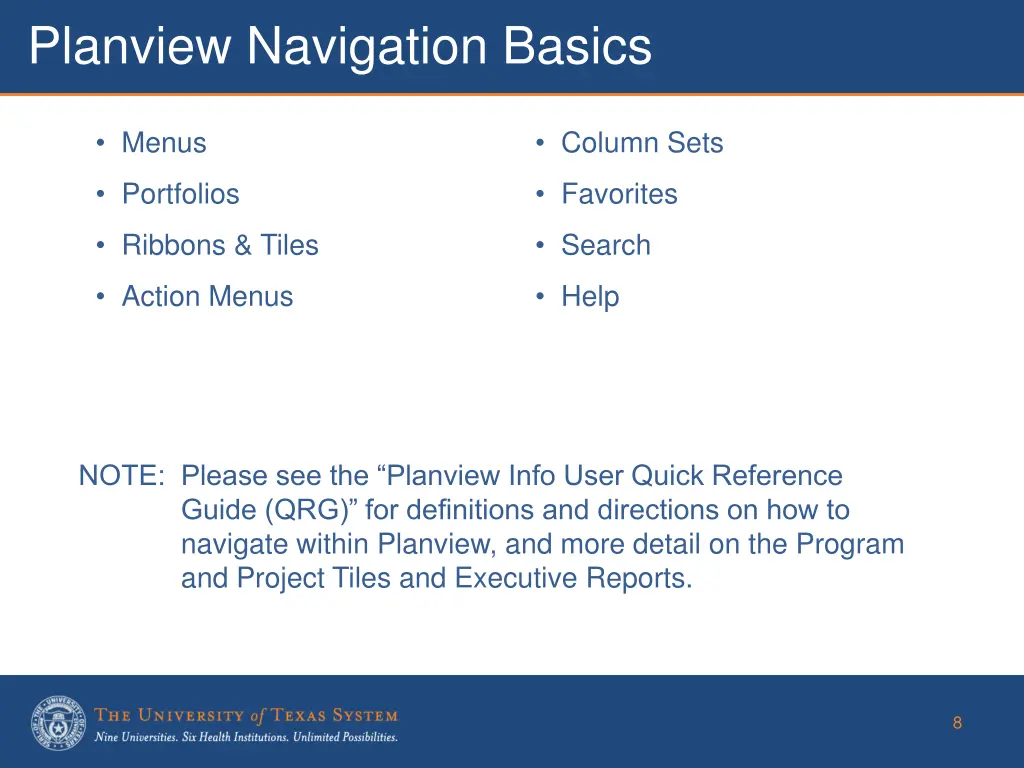 planview navigation basics