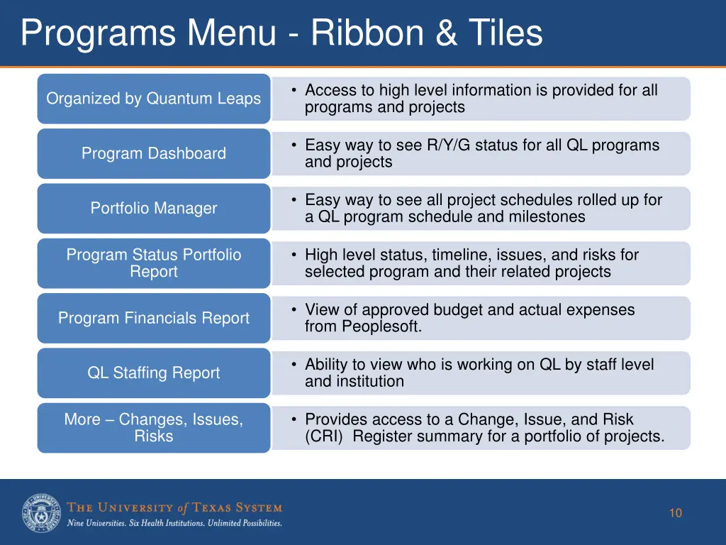 programs menu ribbon tiles