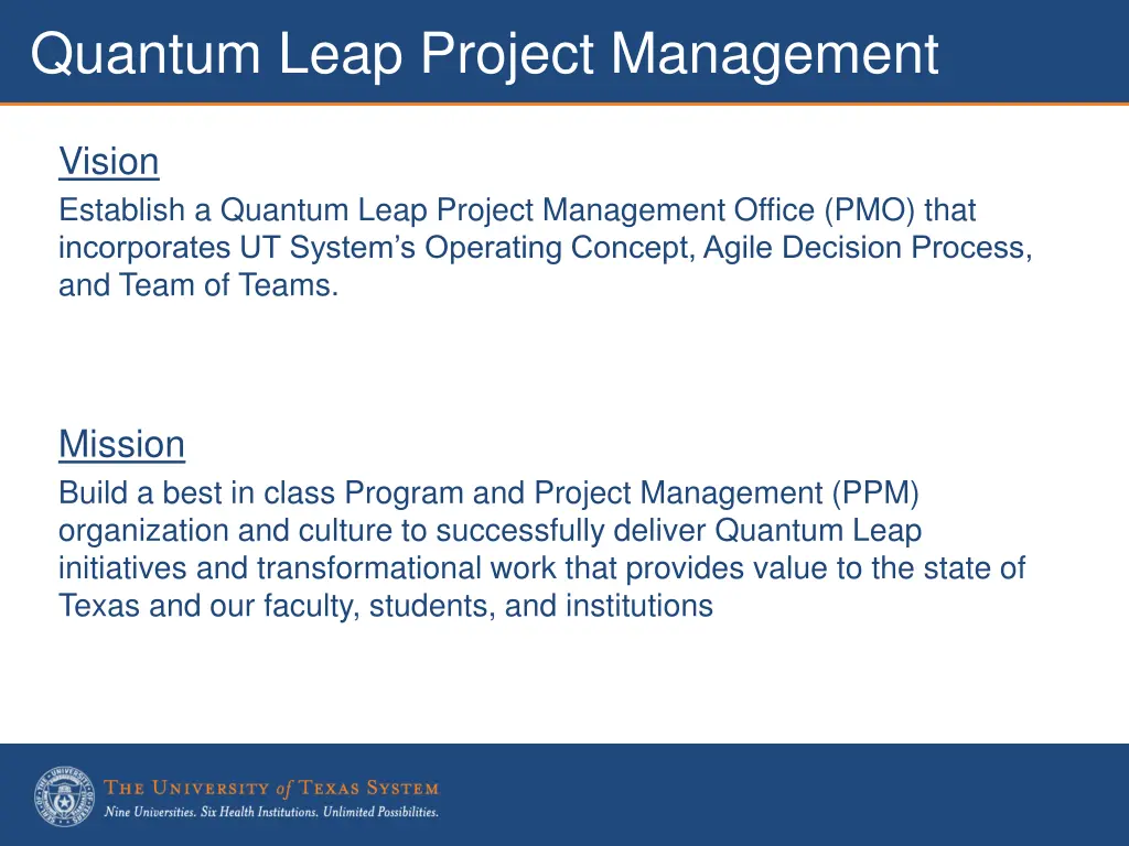 quantum leap project management