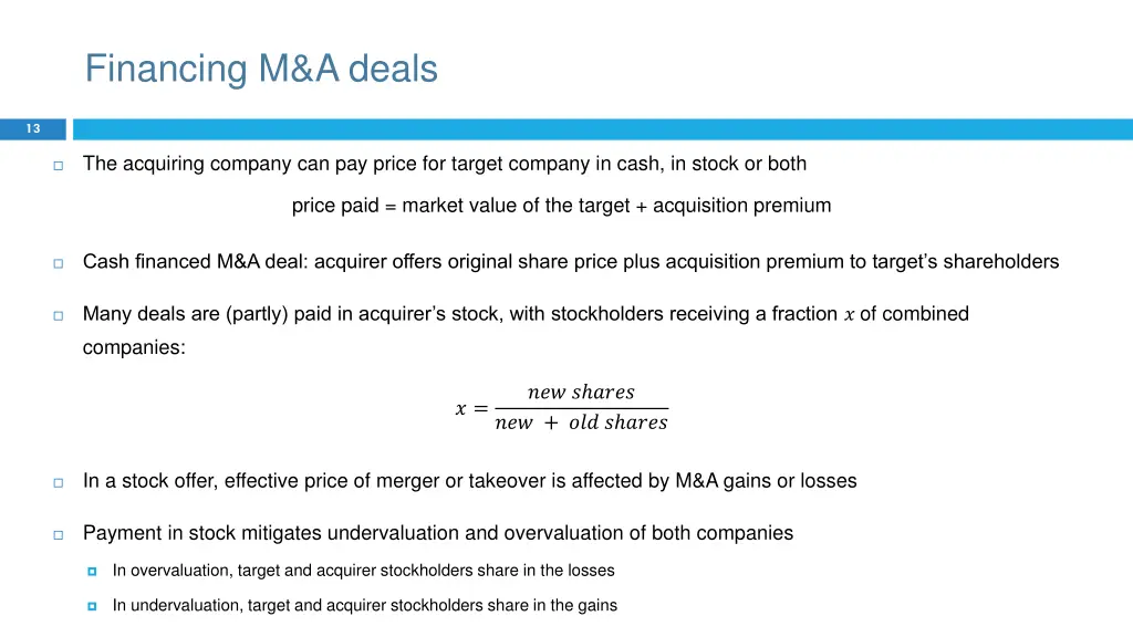 financing m a deals