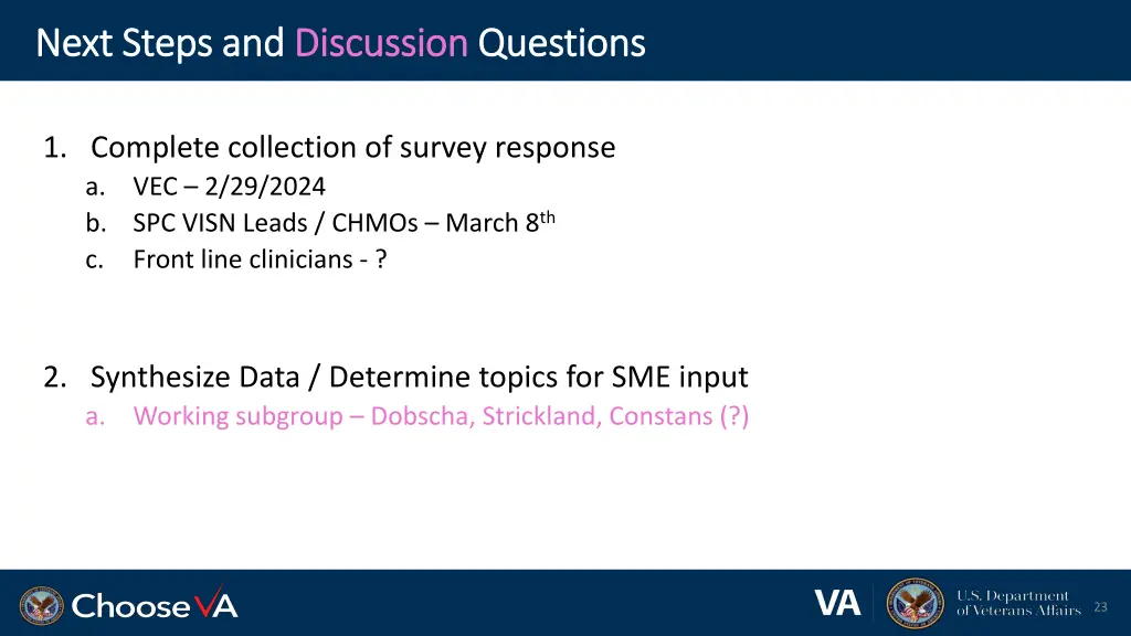 next steps and next steps and discussion