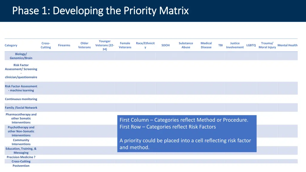 phase 1 developing the priority matrix phase