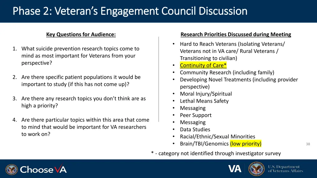 phase 2 veteran s engagement council discussion