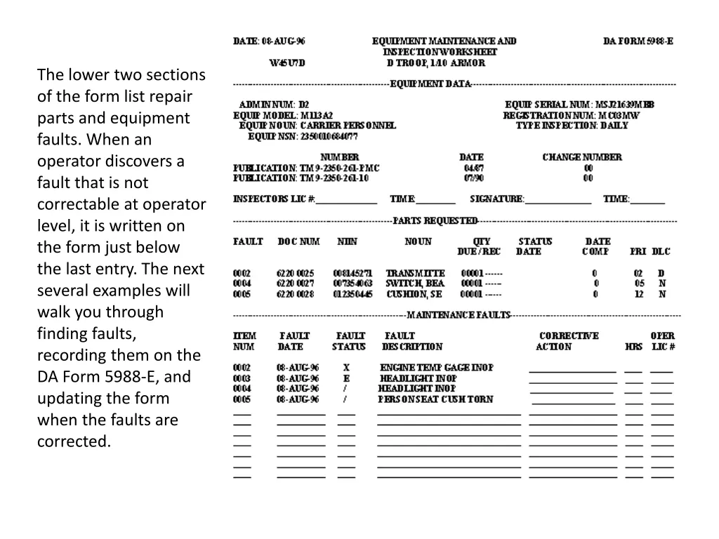 the lower two sections of the form list repair