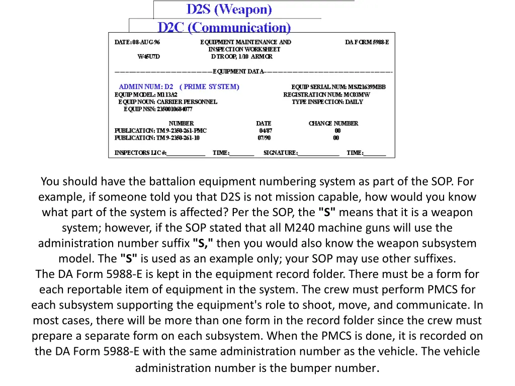 you should have the battalion equipment numbering