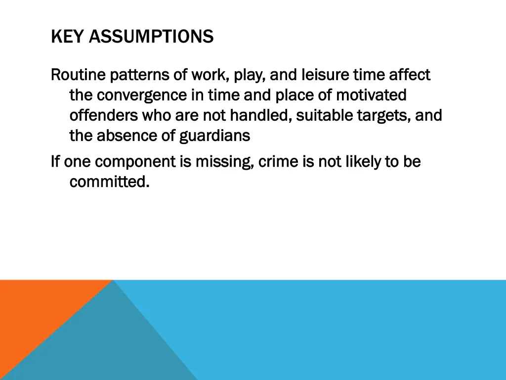 key assumptions