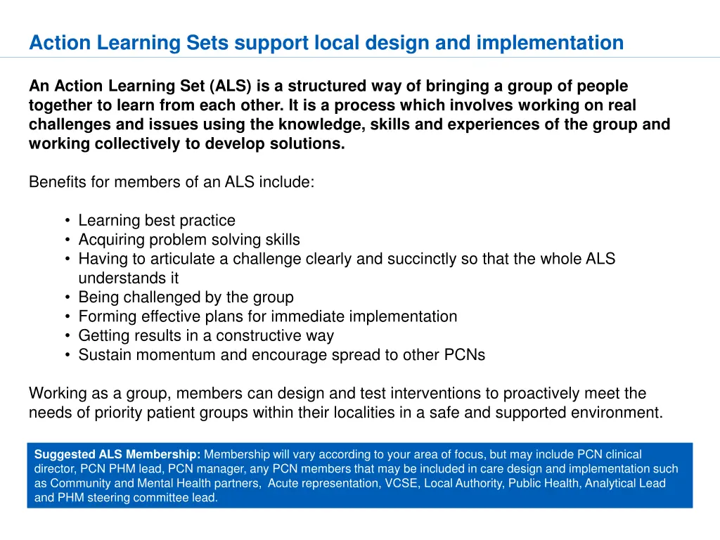 action learning sets support local design