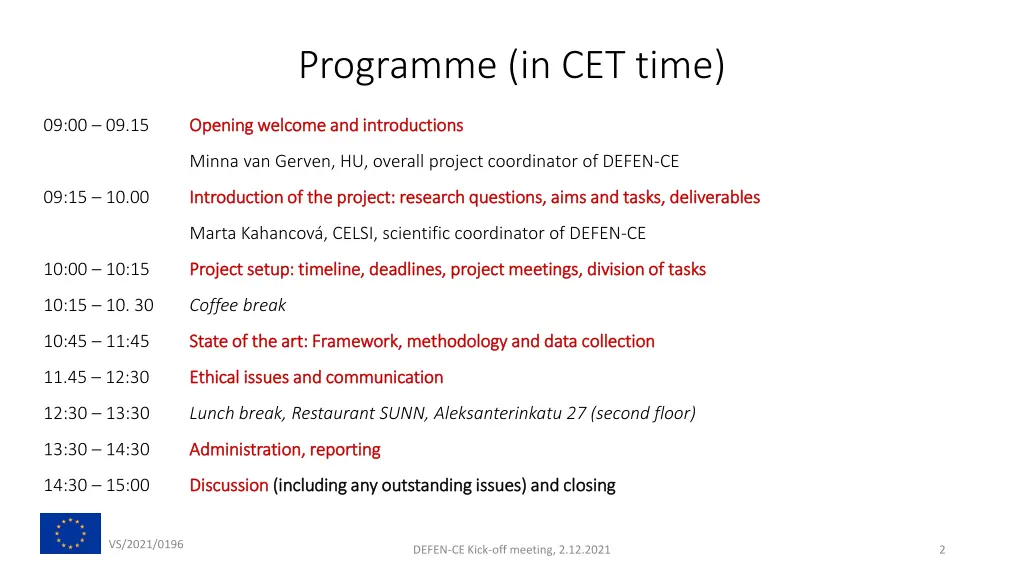 programme in cet time